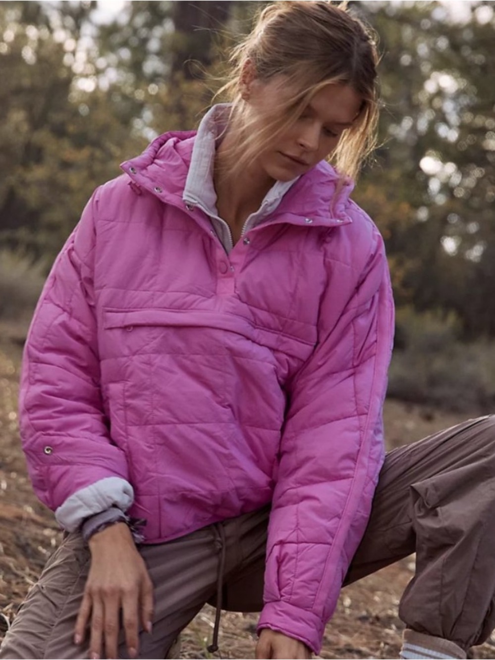 Free People FP Movement Pippa Packable Pullover Puffer Viola Pink Purple Size M